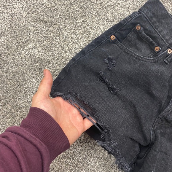 Aeropostale Shorts Womens 4 High Rise Cut-Off Distressed Button Fly jean cowgirl - Picture 3 of 12